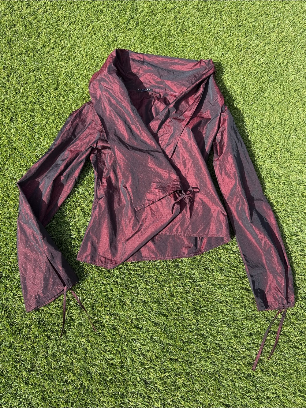 Sisley Iridescent Burgundy Wrap-Style Women's Top